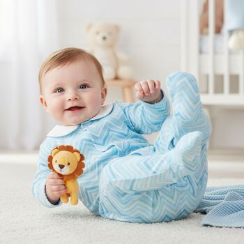 طقم ملابس اطفال متعرج باللون الازرق للاولاد