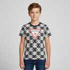 تي شيرت بشعار باللون أزرق داكن وعاجي للأولاد, 4, hi-res