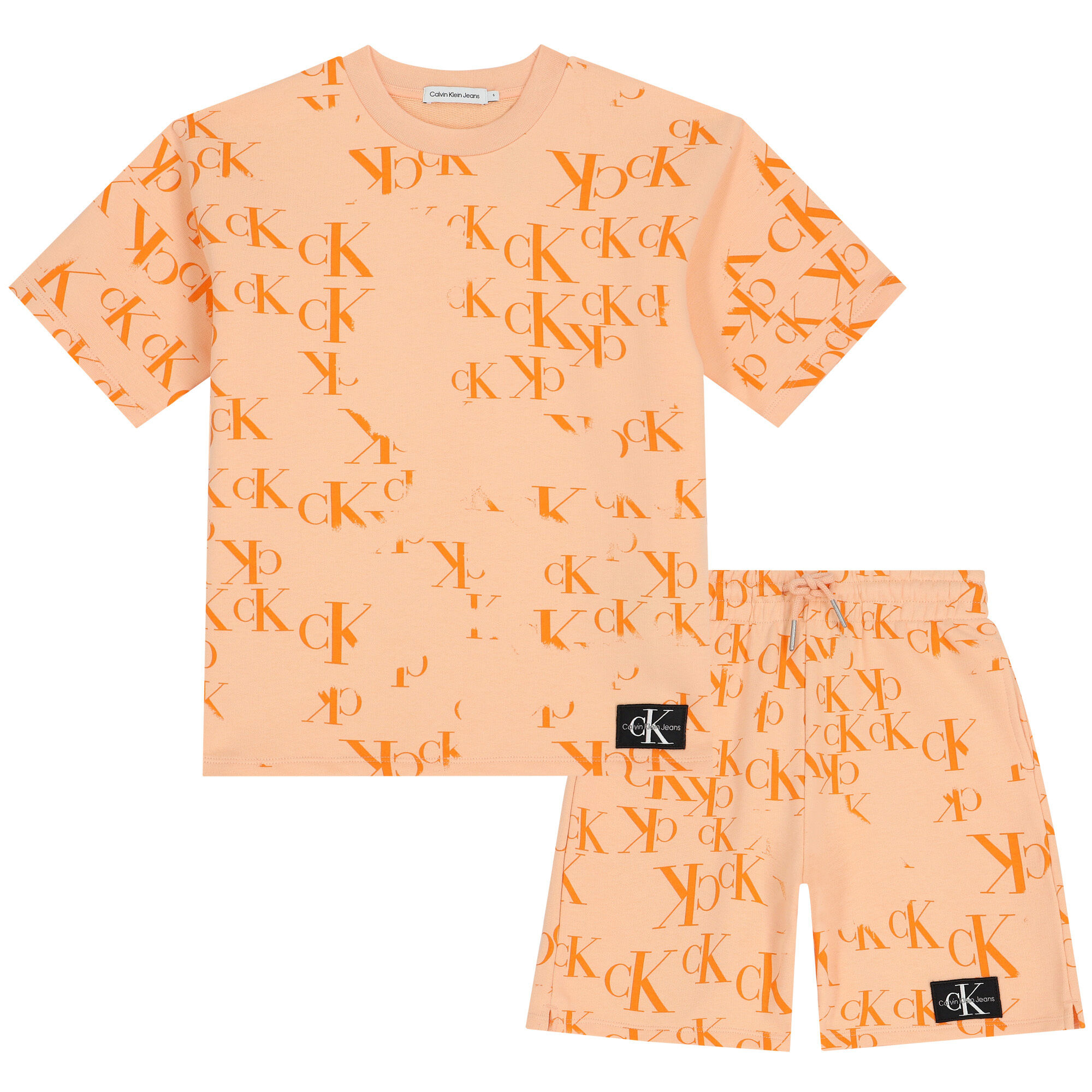 Calvin Klein Girls Coral Logo Shorts Set Junior Couture UAE