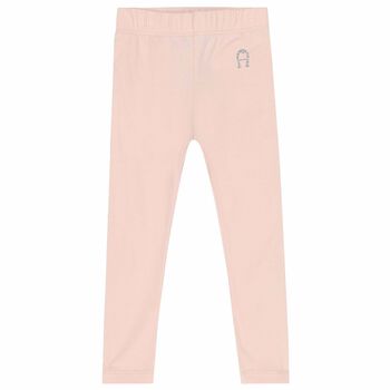 Younger Girls Pink Logo Leggings