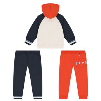 Younger Boys Ivory, Blue & Orange 3-Piece Tracksuit
