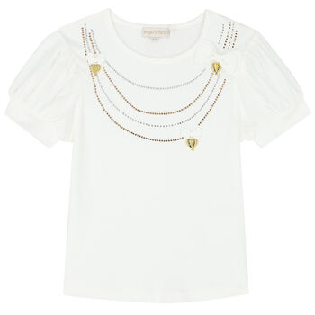 Girls White Necklace T-Shirt