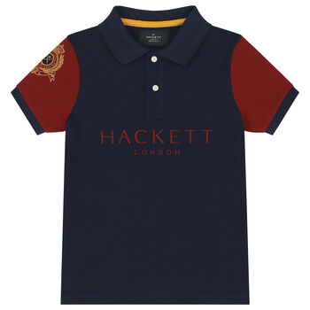 Boys Navy Blue & Yellow Logo Polo Shirt