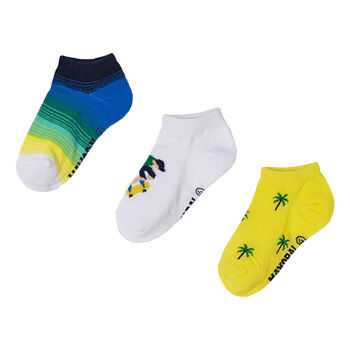 Boys White & Yellow Socks ( 3-Pack )