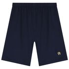 بيجاما أولاد بالشعار باللون الأبيض والكحلي, 1, hi-res