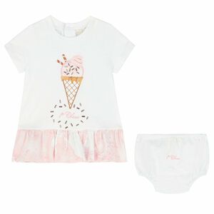 Baby Girls White & Pink Geo Map Dress Set