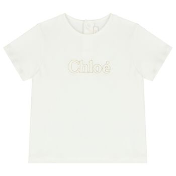 Younger Girls White Logo T-Shirt