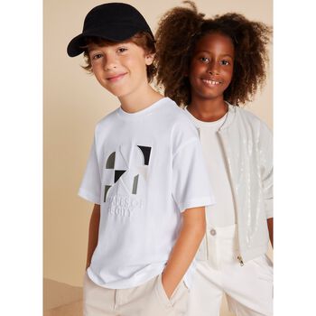 Boys White Cotton T-Shirt