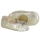 حذاء بنات ما قبل المشى بالشعار باللون الذهبي, 1, hi-res