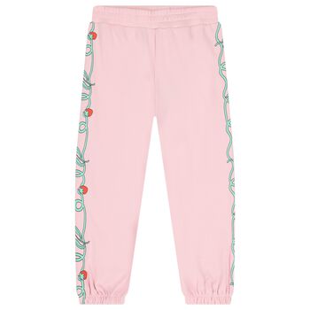Girls Pink Floral Joggers 