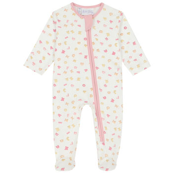 Baby Girls Ivory & Pink Letters Babygrow