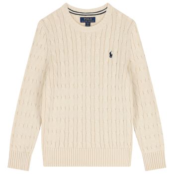 Ivory Logo Cable Knit Jumper