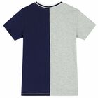 Boys Grey & Navy Logo T-Shirt, 1, hi-res