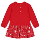 Girls Red Flower Dress Set, 1, hi-res
