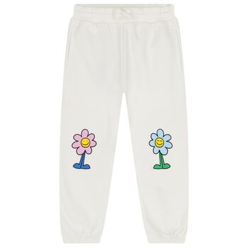 Girls Ivory Flower Joggers