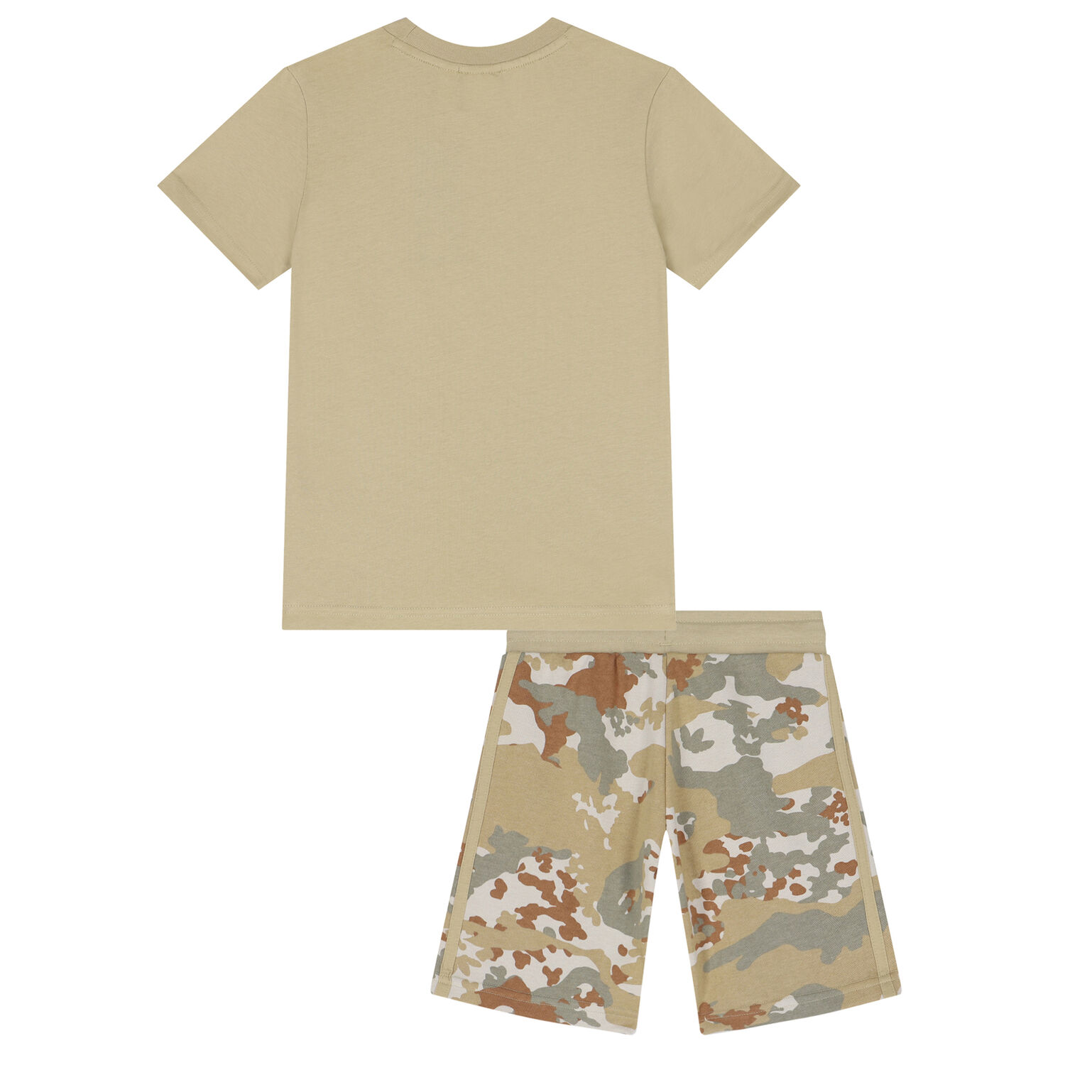 Beige Trefoil Logo Camouflage Shorts Set, 1, hi-res image number null