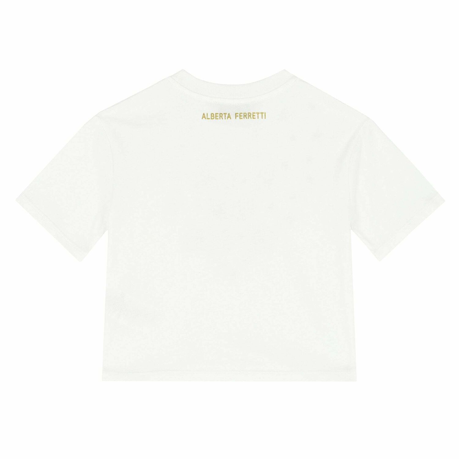 Girls White & Gold Crop Top, 1, hi-res