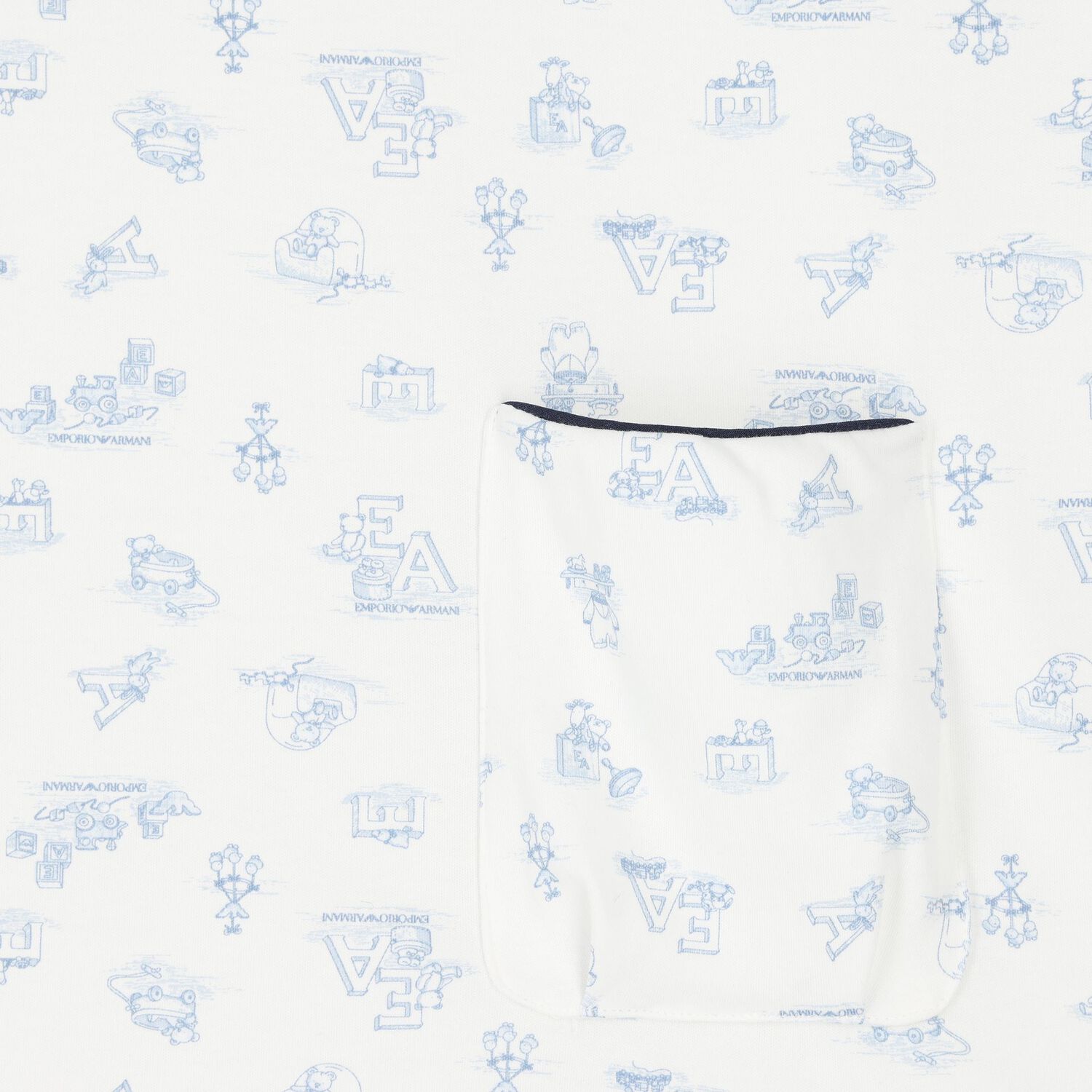 Baby Boys Ivory & Blue Logo Blanket, 1, hi-res image number null