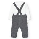 Baby Boys Ivory & Grey Dungaree Set, 1, hi-res
