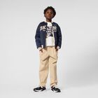 Boys Beige & Navy Blue Logo Reversible Jacket, 1, hi-res
