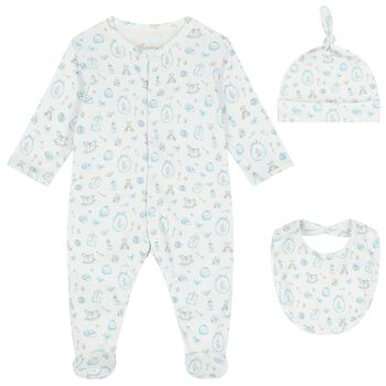 Baby Boys White & Blue Babygrow Set