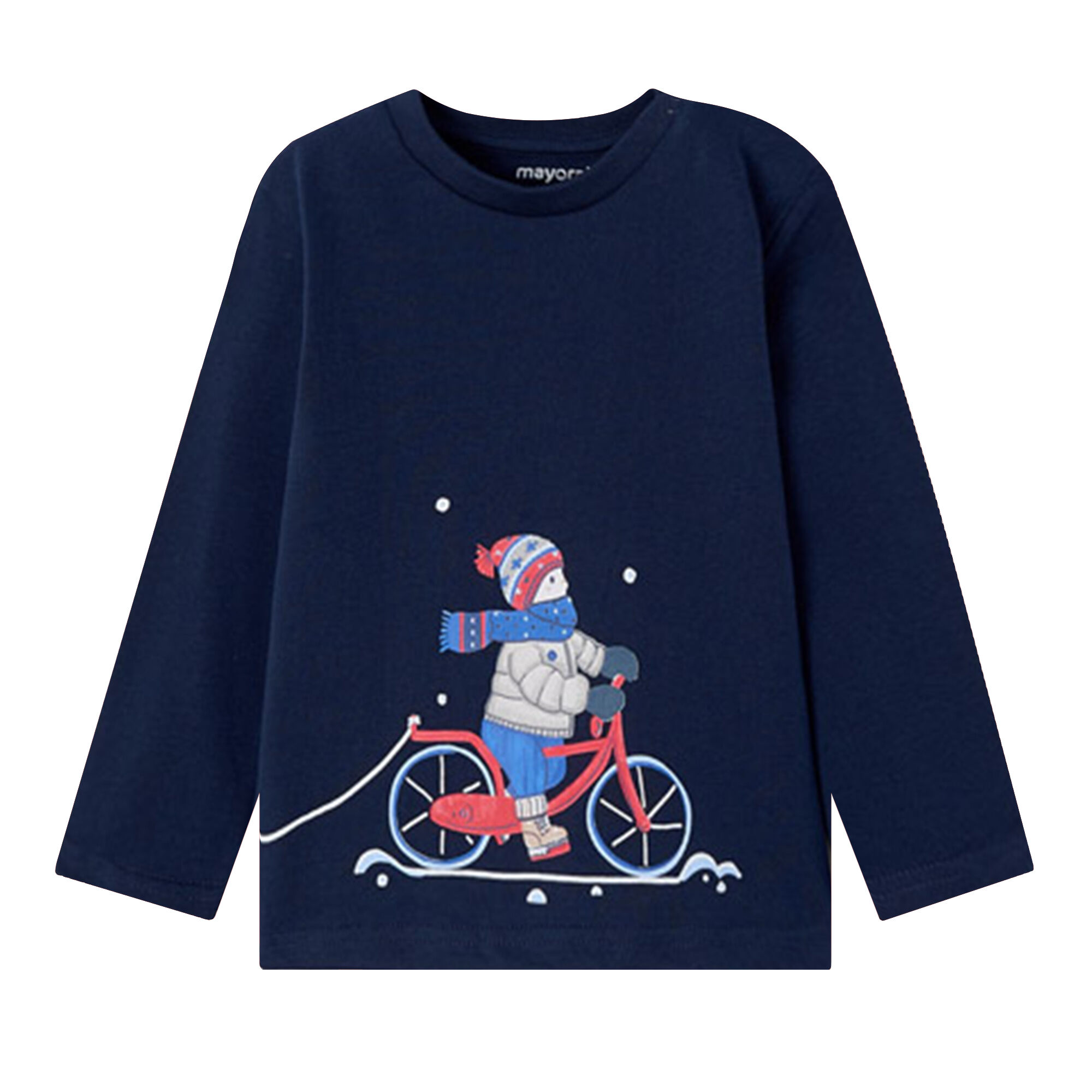Mayoral Younger Boys Navy Graphic Long Sleeve Top Junior Couture UAE