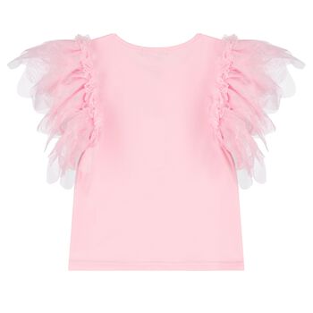 Girls Pink Ruffled T-Shirt