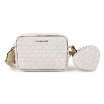Girls Ivory & Gold Logo Shoulder Bag