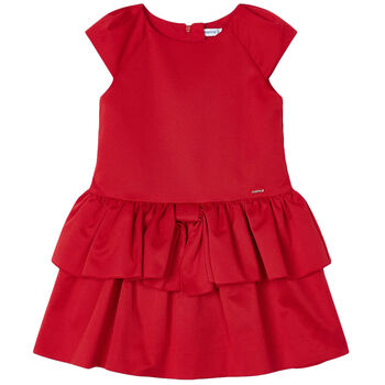 Girls Red Ruffle Bow Dress