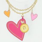 تيشيرت بنات بطبعة قلوب بالشعار باللون الأبيض, 1, hi-res