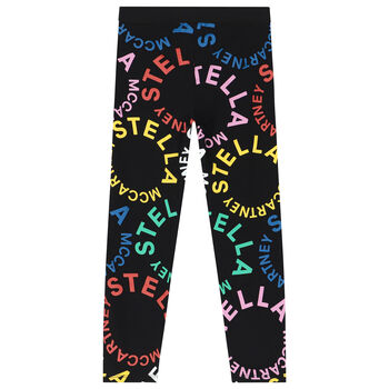 Girls Black Logo Leggings