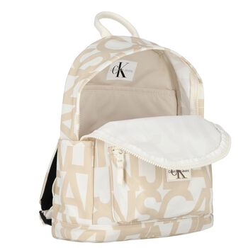 Beige & Ivory Logo Backpack