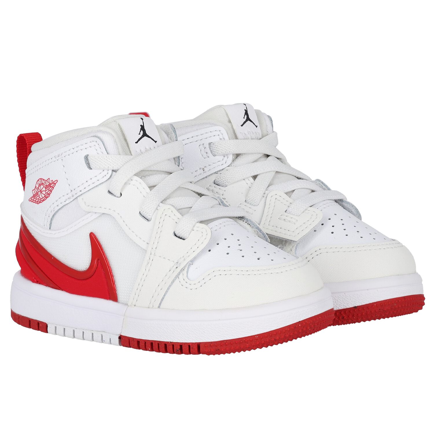 Younger White & Red Jordan 1 Mid Easyon Trainers, 1, hi-res