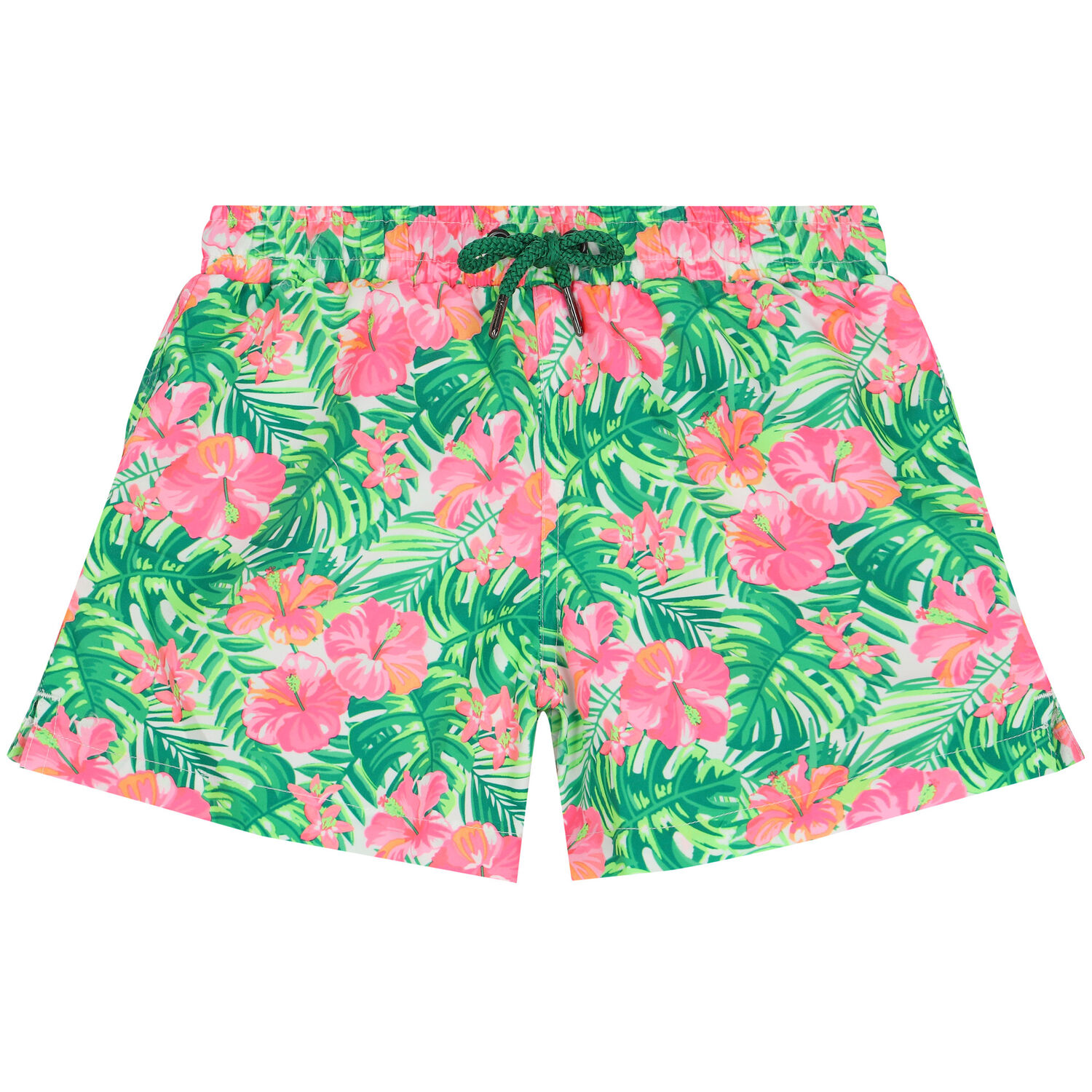 Girls Pink & Green Floral Swim Shorts, 1, hi-res image number null