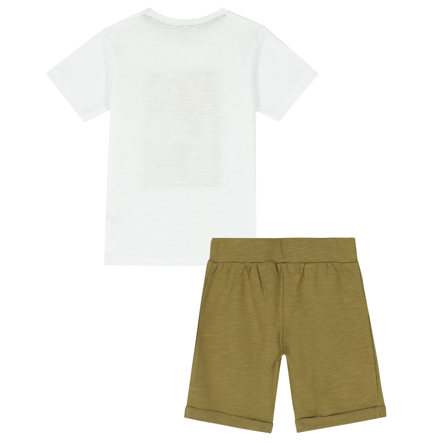Boys White & Khaki Shorts Set, 1, hi-res
