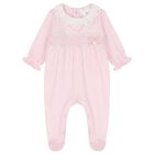 Baby Girls Pink & White Bow Babygrow, 1, hi-res