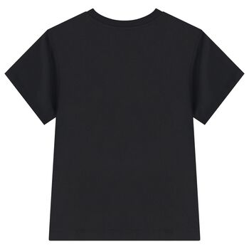 Boys Black Teddy Bear Logo T-Shirt