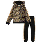 بدلة رياضية بالشعار باللون الاسود للاولاد , 1, hi-res