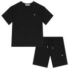 Boys Black Logo Shorts Set, 1, hi-res