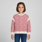 Girls Beige & Red Heart Sweatshirt , 2, hi-res