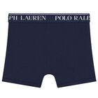 Boy Ivory, Blue  & Navy Blue Logo Boxer Shorts ( 3-Pack ), 2, hi-res