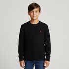 Boys Black Logo Cable Knit Jumper, 1, hi-res