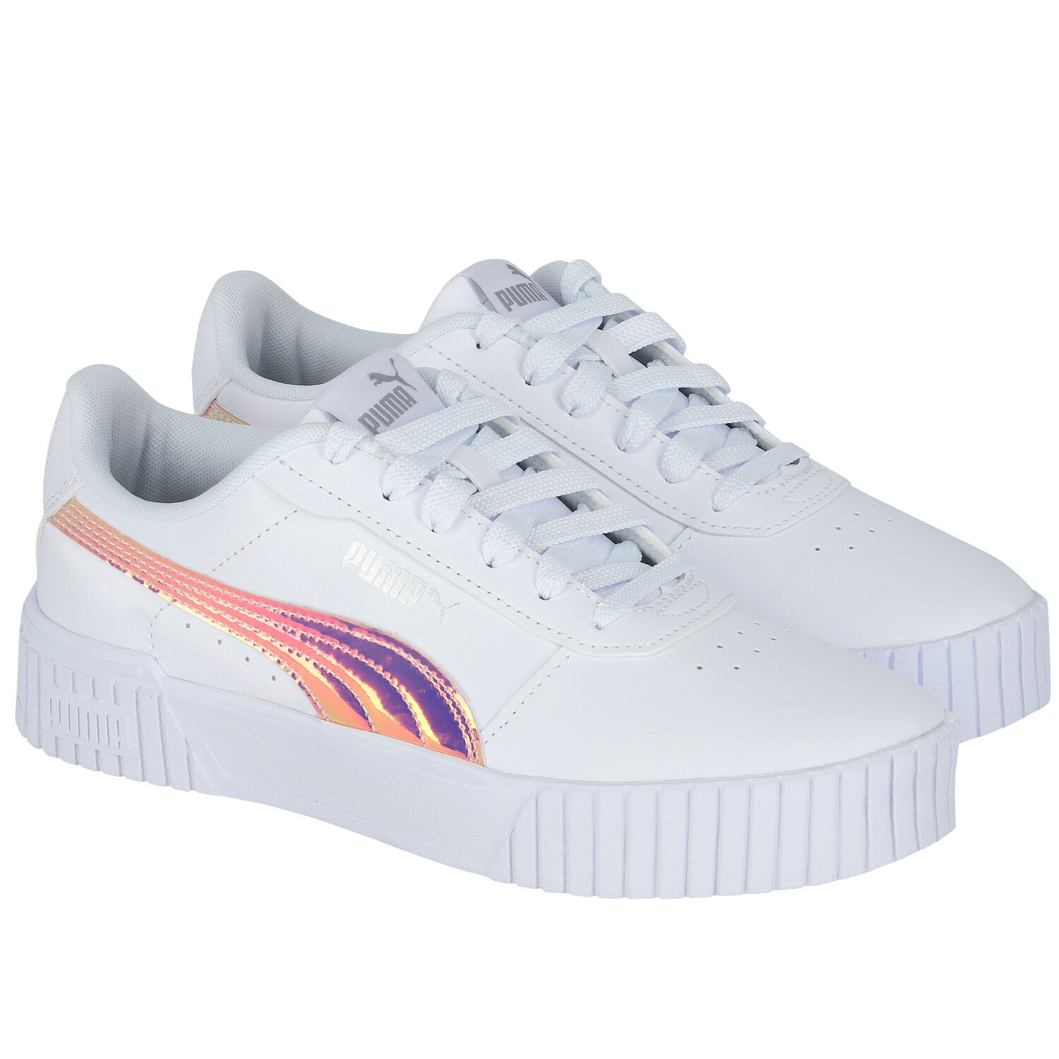 Girls White Carina Trainers, 1, hi-res image number null