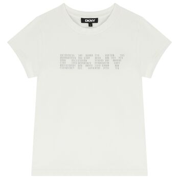 تي شيرت أبيض بشعار للبنات