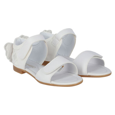 Girls White Bow Sandals