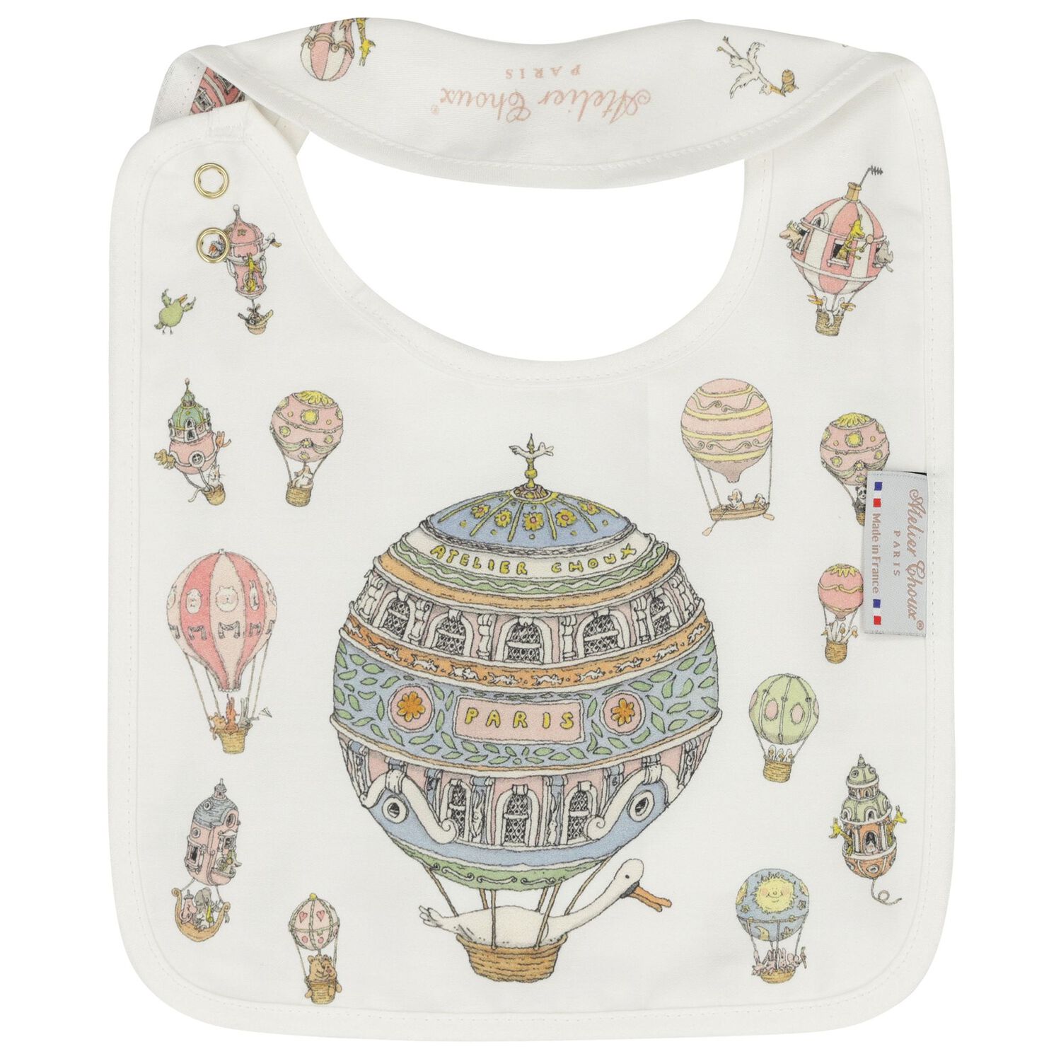 Ivory Hot Air Balloon Baby Bib, 1, hi-res