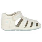 Baby Boys White Logo Sandals, 1, hi-res
