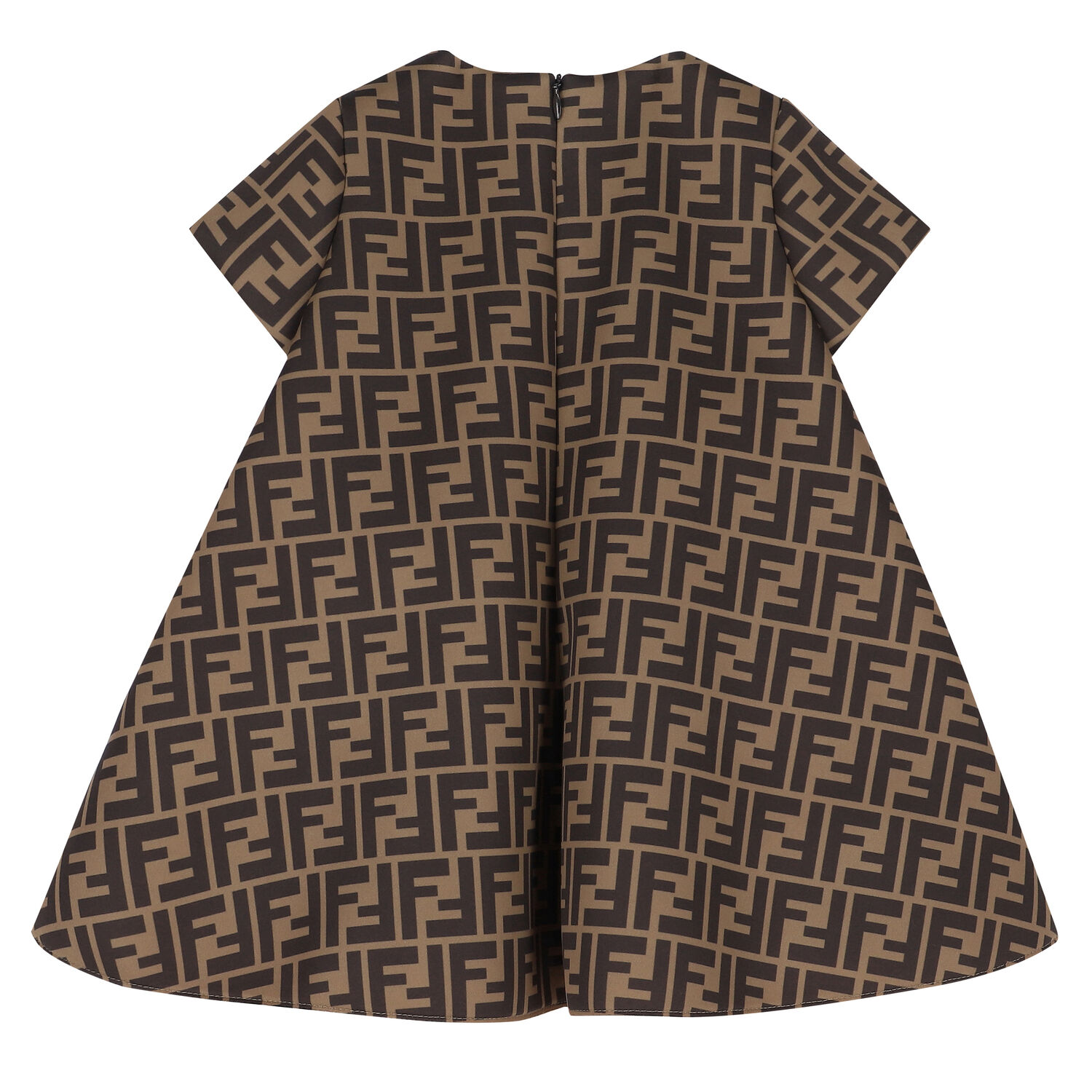 Baby Girls Beige FF Logo Dress, 1, hi-res image number null