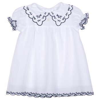 Baby Girls White Floral Scalloped Dress