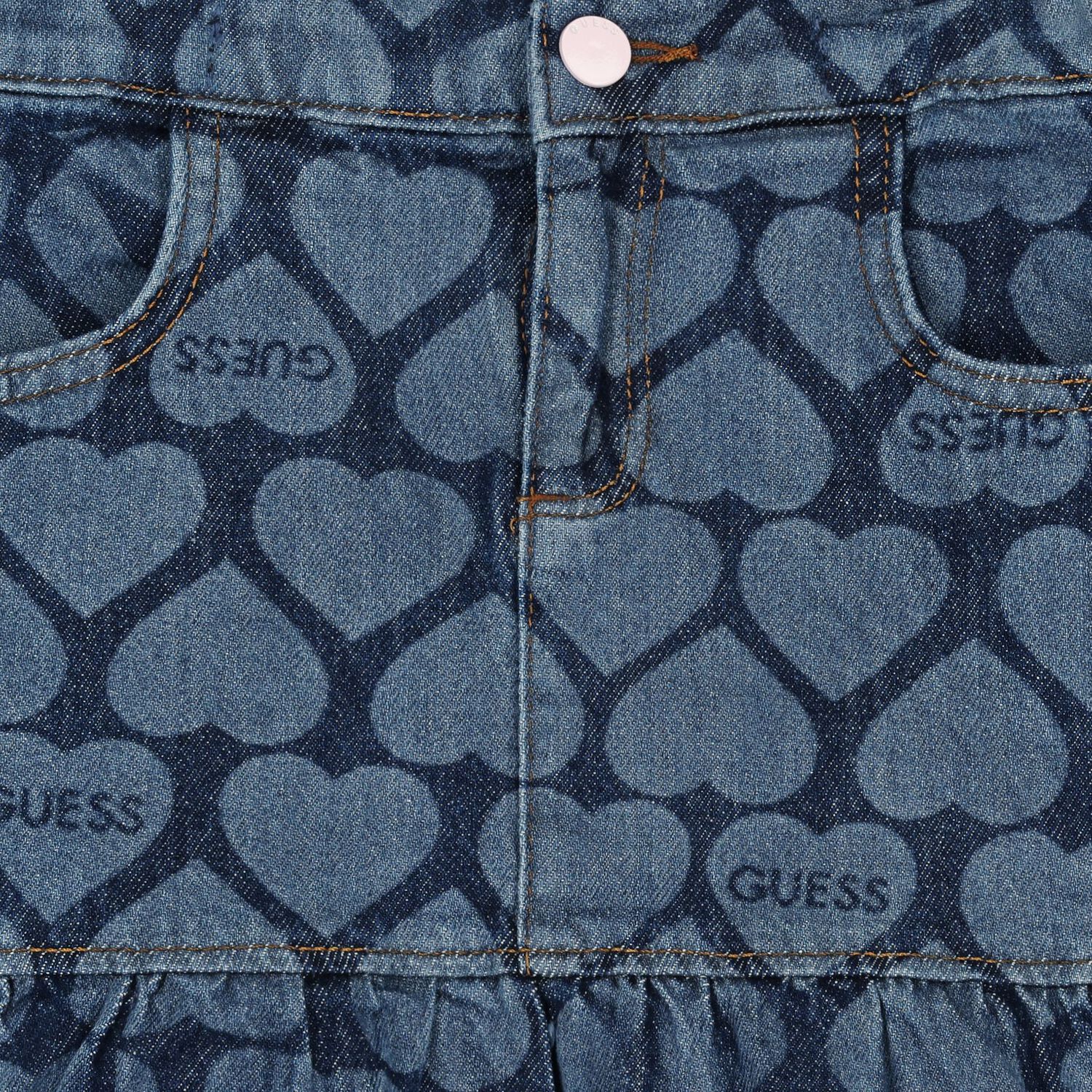 Girls Blue Logo Denim Skirt, 1, hi-res